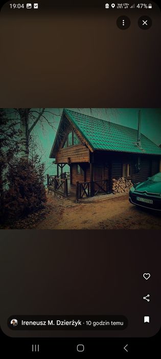 Domek nad jeziorem  na Mazurach Caloroczny Kominek linia brzegowa