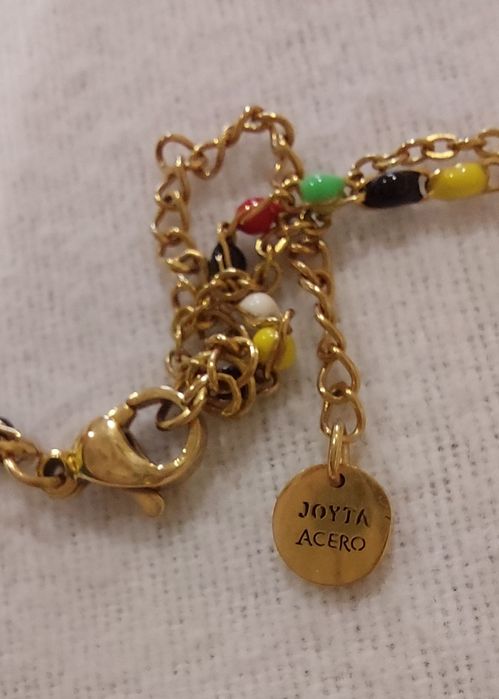 Colar Duplo Pedra Verde, Aço