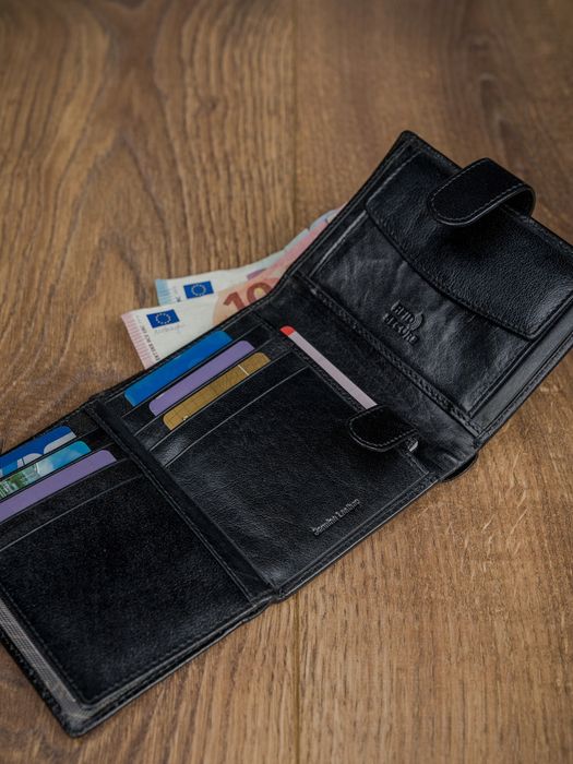 skórzany portfel na karty z eleganckimi przeszyciami - rovicky