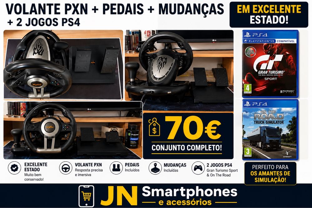 Pack PS4: Volante PXN V3 Pro + Pedais + Gran Turismo Sport + On The Road