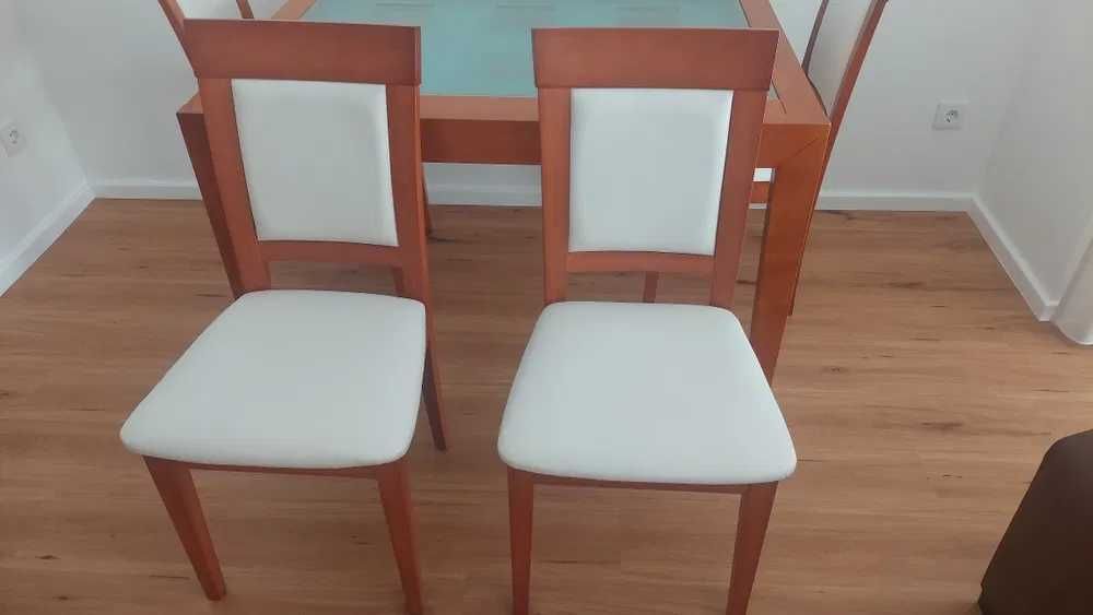 Conjunto de mesa de jantar extensível e 4 cadeiras