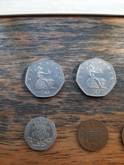 Moeda Inglaterra (50, 20, 10, 2, 1)