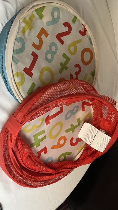 Cestos dobráveis infantis arrumação brinquedos (azul e vermelho)