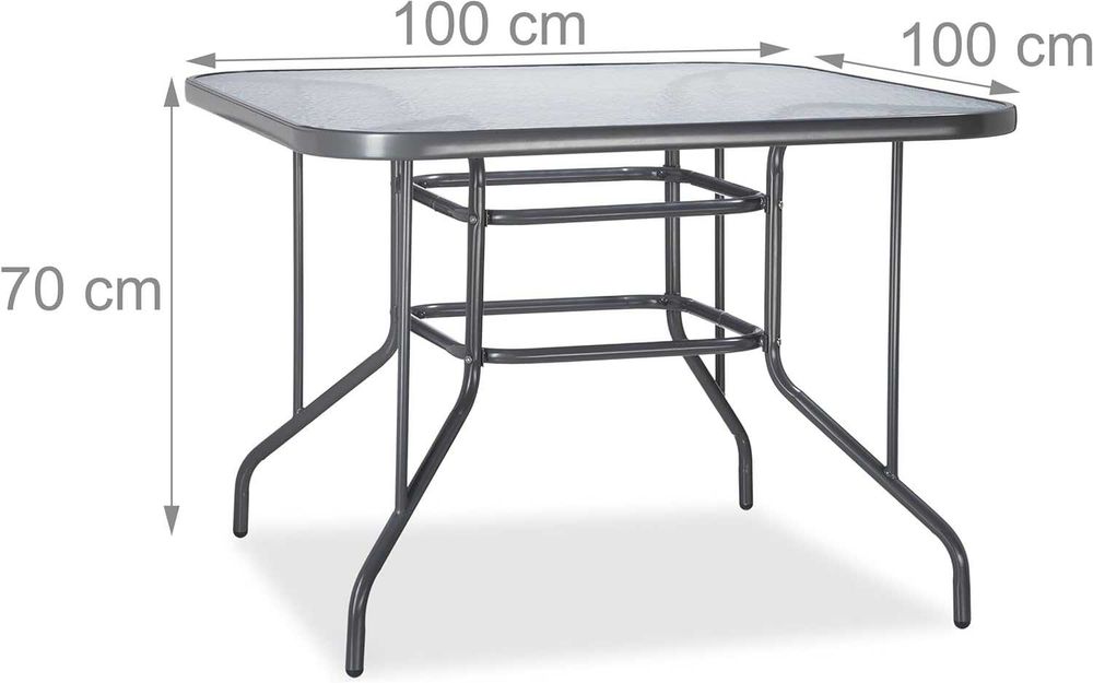 стіл столик Relaxdays STRUK Glass Patio Table, скляна стільниця 70x100