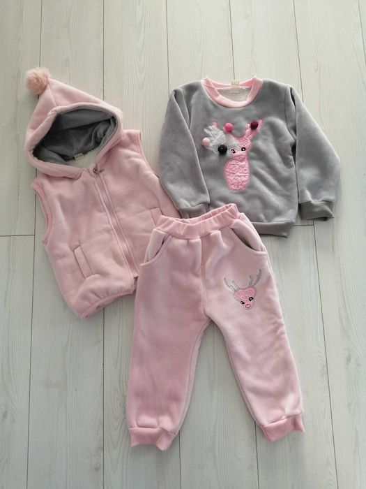 Nowe ciepłe ubrania na zimę jesień dziewczynk bluza spodnie ocieplane