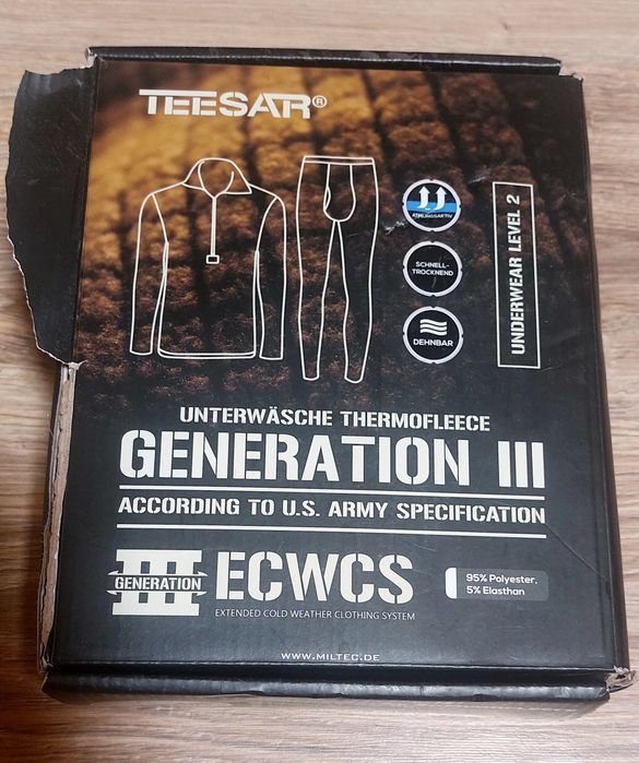 Флісова термобілизна Teesar ECWCS Gen III Level 2 (XXL) Черна / Mil-Tec