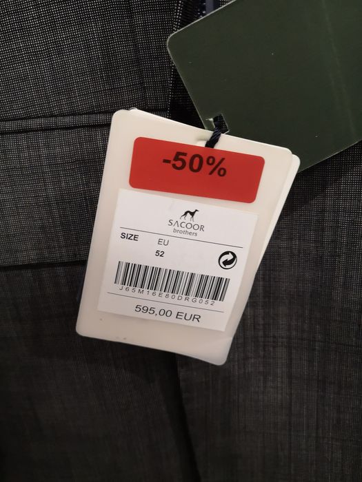 Fato cinzento Sacoor Slim Fit (novo, 46/52)