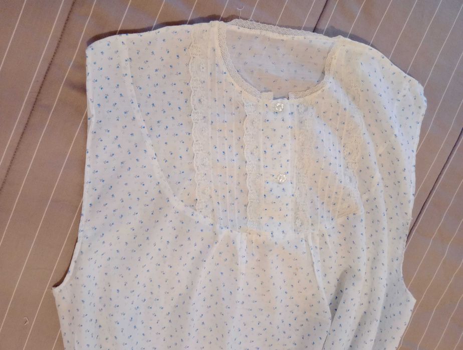 Camisa Dormir, manga cacada folhos e abertura peito + Bolsa - Novo