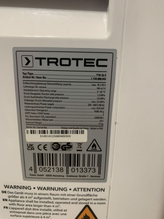 Продам осушувач повітря Trotec TTK 53 E.