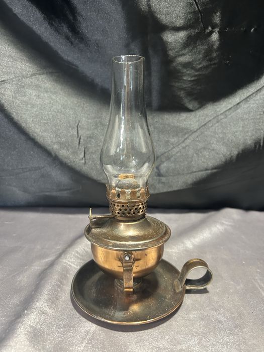 Miedziana lampa naftowa – do postawienia lub powieszenia – vintage