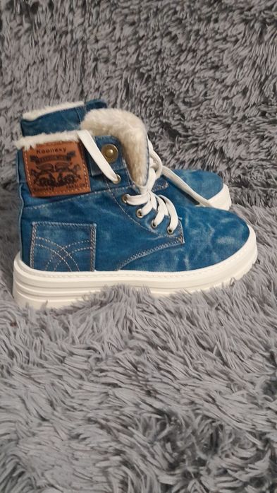 Kozaki ocieplane zimowe koonexy jeansowe niebieskie 41 wkładka 26 cm