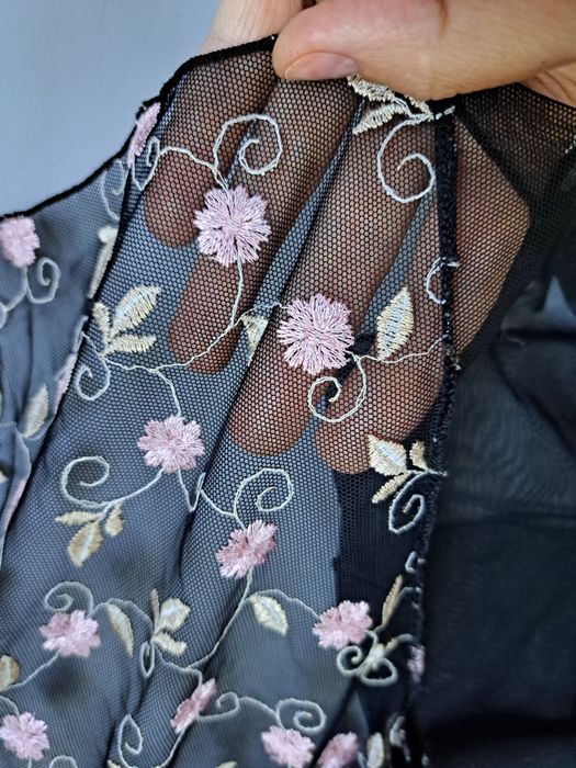 Пеньюар черный прозрачный кружевной,  размер S, новый