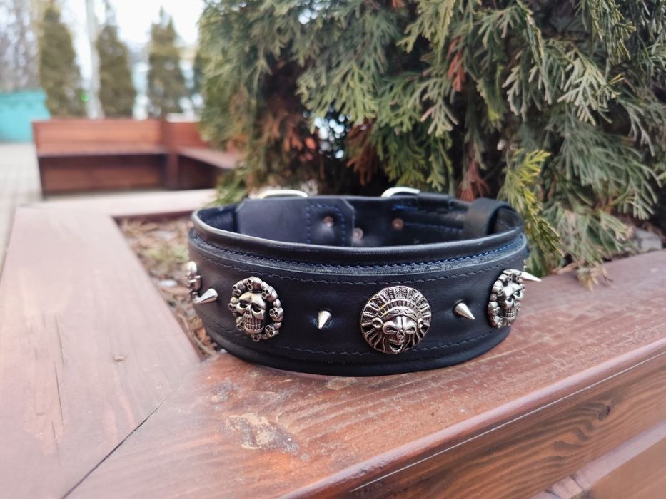 Брутальний шкіряний нашийник для собак