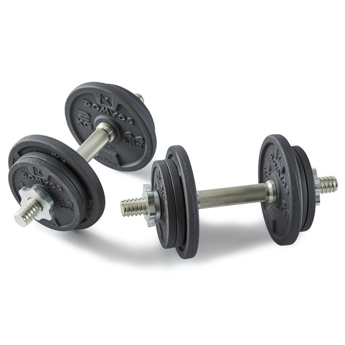 Conjunto halteres de musculação 20 kg com disco ferro fundido parte