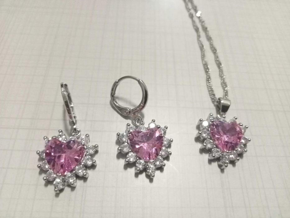 Conjunto de prata de Lei 925, Cor de rosa