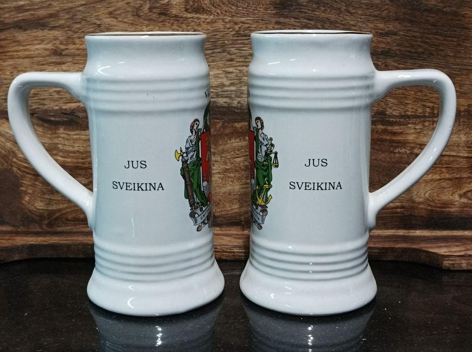 Kufel kufle do piwa duże ceramiczne Vilnius 1323 2szt Wilno