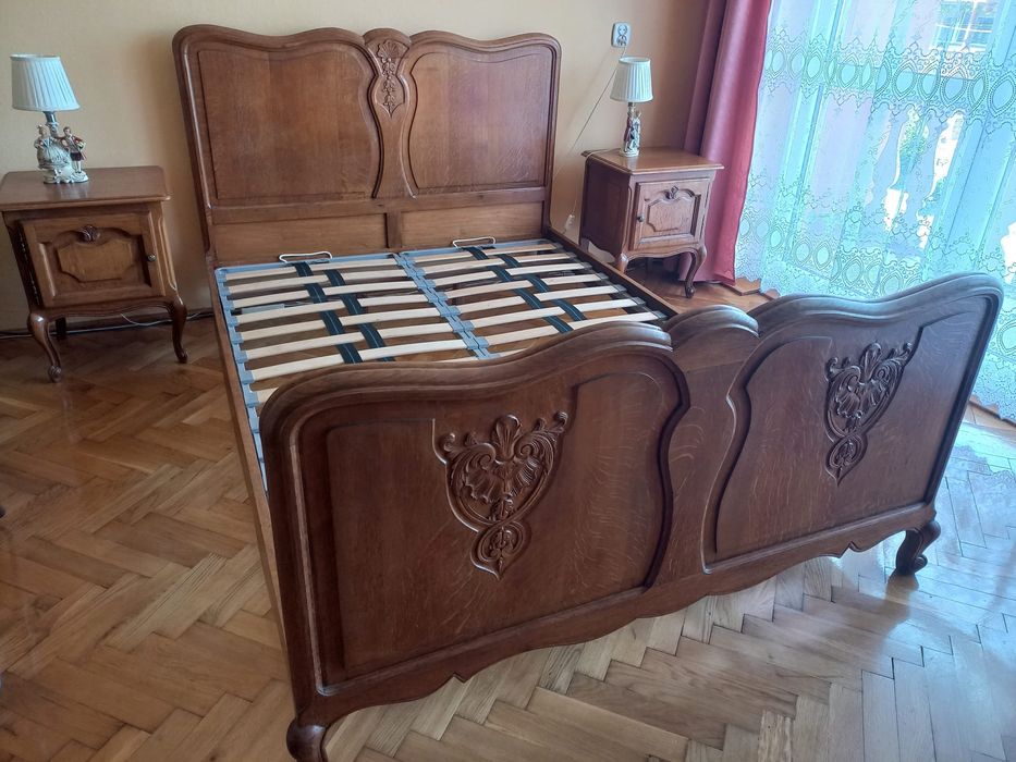 łóżko z szafkami debowe