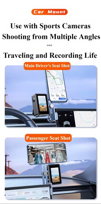 Suporte para telefone e câmaras para Tesla