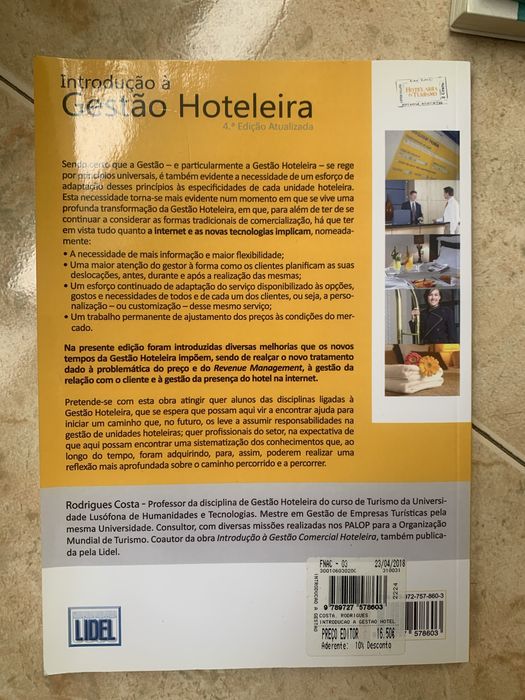 Livro Introdução à Gestão Hoteleira, novo