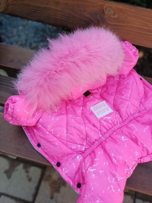 Рожевий зимовий комбінезон для собак MIU MIU