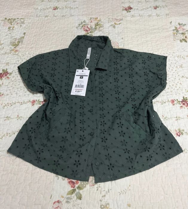 Camisa verde bordado Inglês da Tiffosi