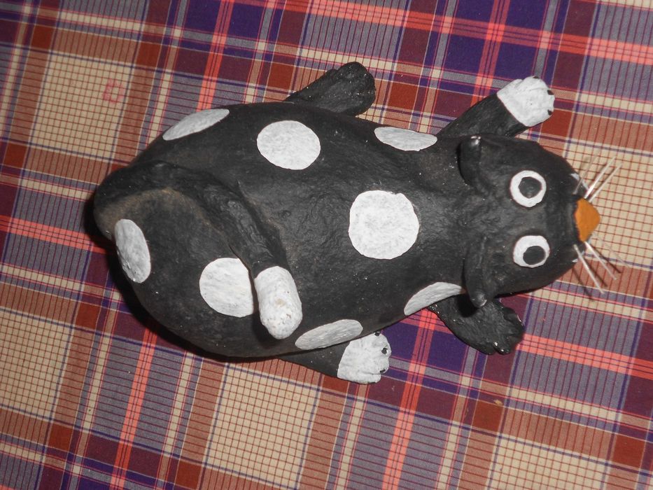 Gato decorativo artesanal original pasta papel