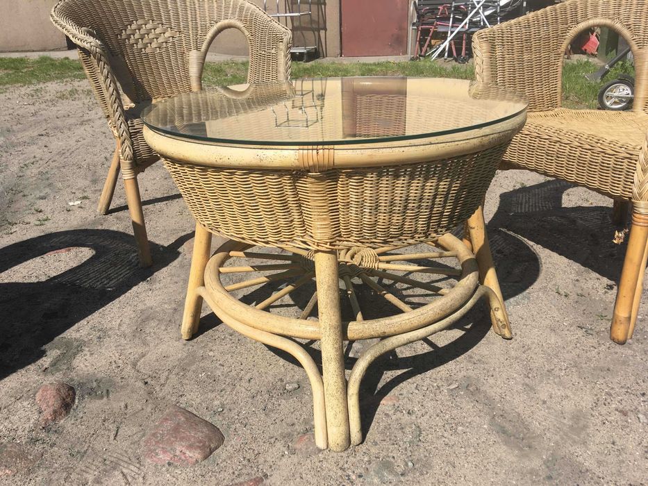Meble ogrodowr rattan stolik 4 krzesła