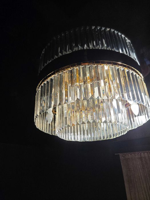 Lampa sufitowa kryształowa złoto 60cm