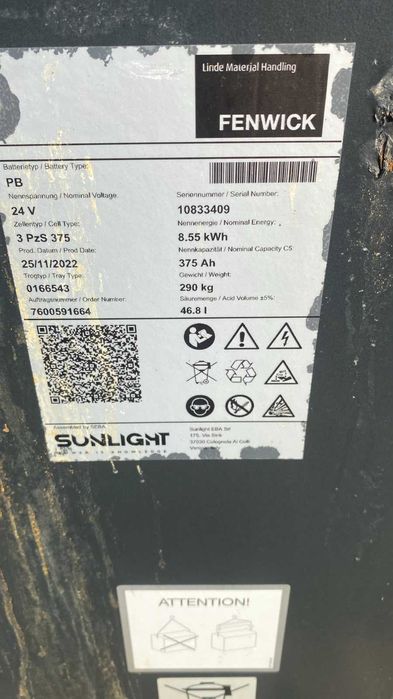 Bateria trakcyjna 24V 375Ah magazyn energii 11.2022