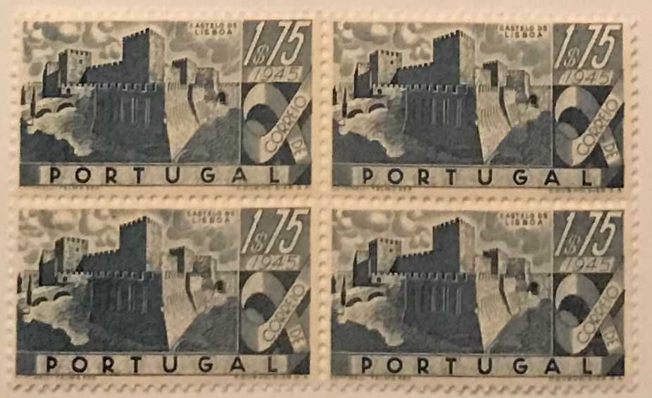 Quadra de selos novos de 1$75 - Castelos de Portugal - Lisboa - 1946