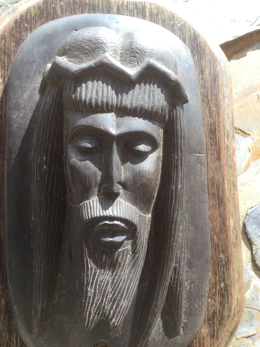 Escultura Cristo Pau Preto Moçambique 38 cm Arte Sácra 3,950 kg Tribal