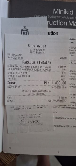 Fotelik samochodowy AXKID MINIKID rwf + aeromoov