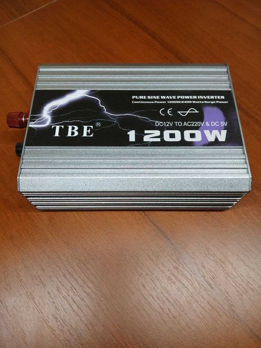 Инвертор  напряжения 12- 220 1200W -2400W чистый синус TBE для котлов