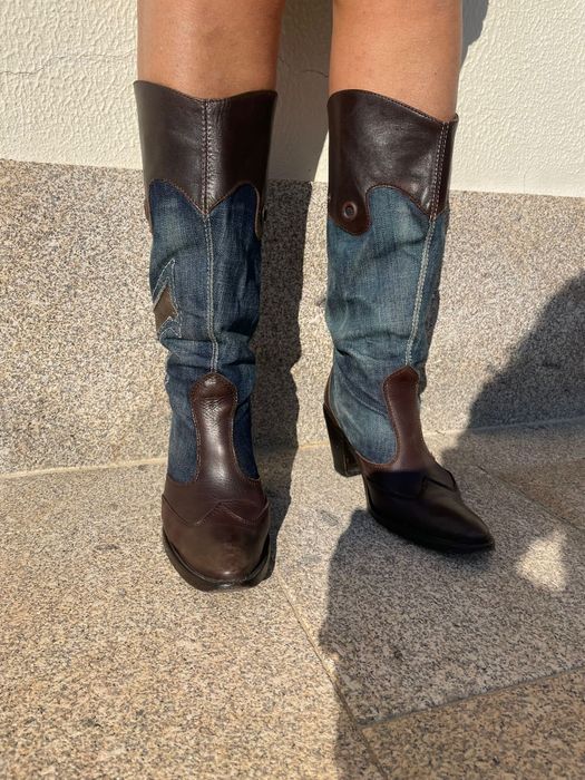 Botas em Couro Natural com Ganga - No 38