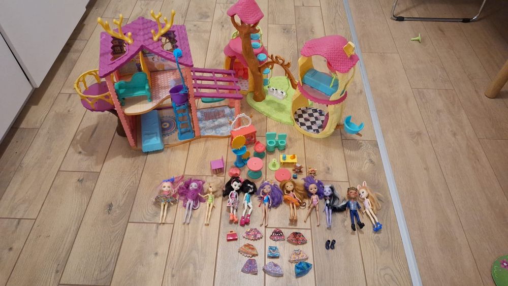 Enchantimals domek pandy, domek jelonka, lodziarnia pingwinka