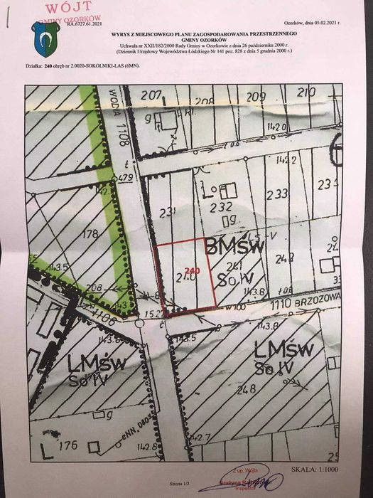 Działka leśna 1305 m² z PEŁNYMI MEDIAMI i projektem domu – Sokolniki