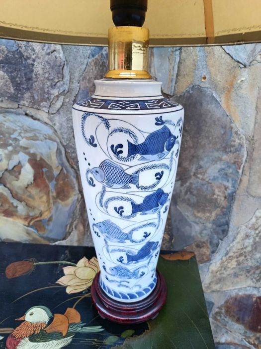 Candeeiro Abajur Porcelana da China Antigo 61 cm