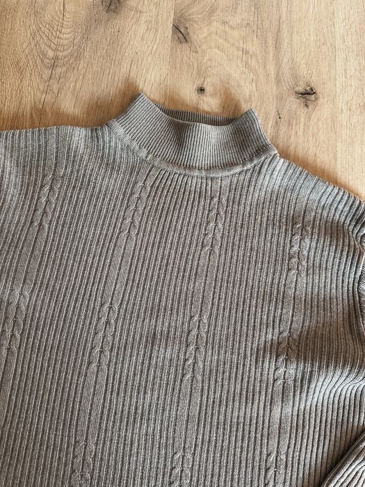 Szary sweter z mini golfem | 36 S | stan idealny