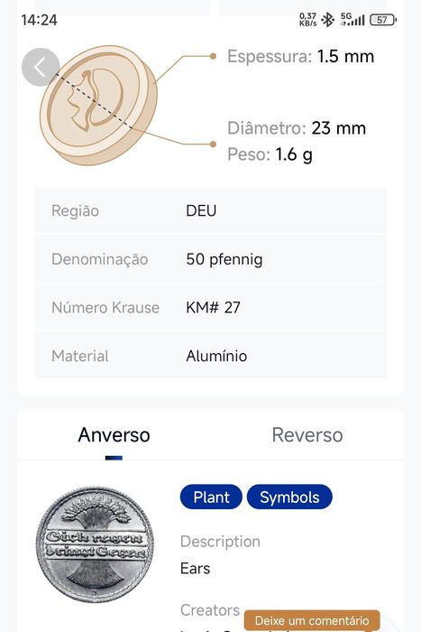 2 Moedas antigas de 1920 e 1921