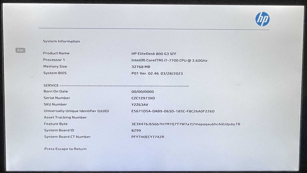 Komputer HP/i7-7700 4x3,6GHz/SSD 512GB M2/ram 40GB/Windows 10/HDMI
