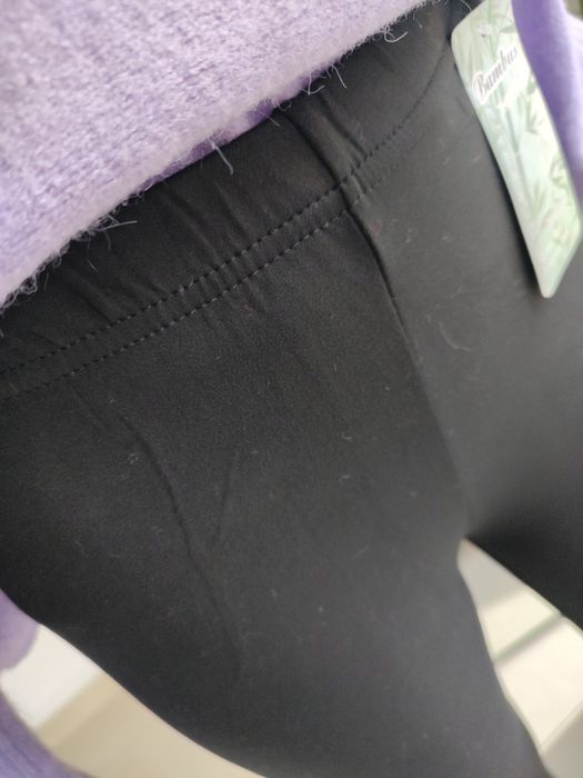 Legginsy ocieplane bambusowe gładkie2 - czarny S/M