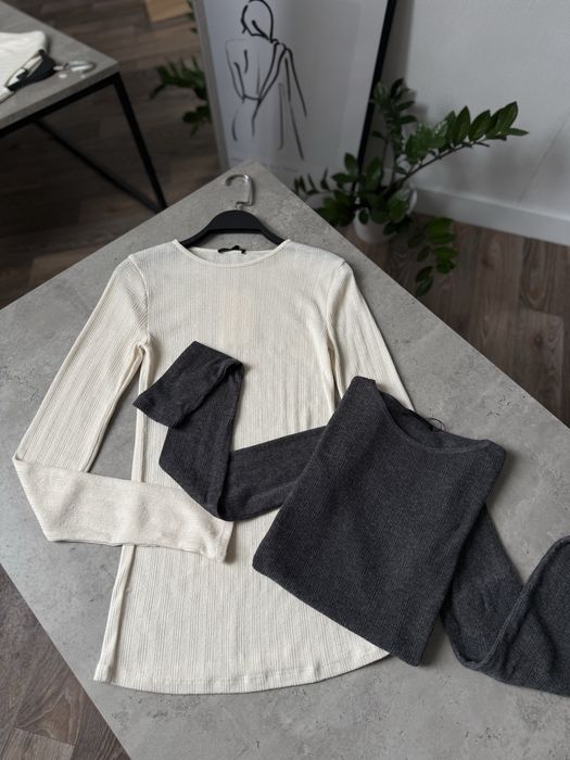 Лонг лонгслів на пальчик молочний zara s m / лонгслив