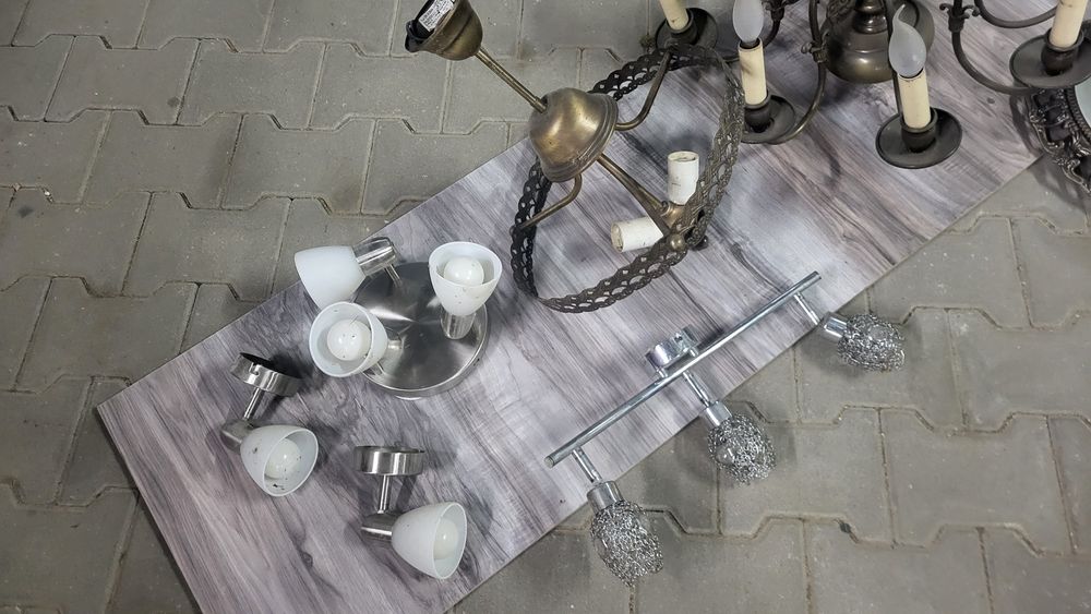Lampy wiszące stojące i łazienkowe retro pakiet