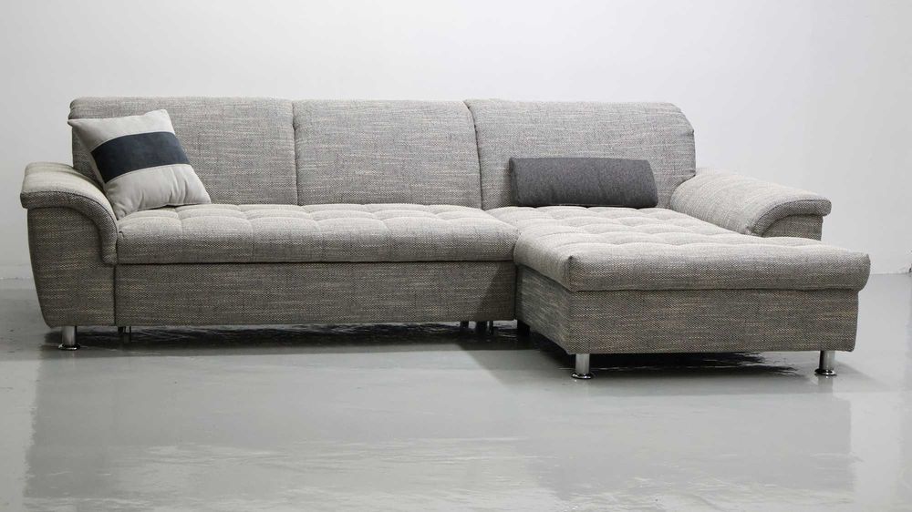 TPT Narożnik funkcja spania Szara tkanina kanapa rogówka sofa zagłówki