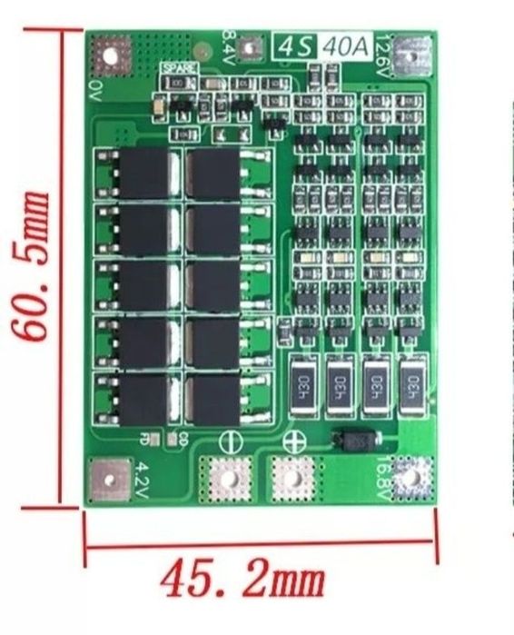 BМS 4S 40А 16.8V Кoнтрoллер зaрядa рaзряда с балaнсировкой для Li-Ion