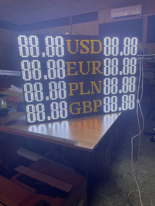 Led табло Обмен валют, Led вивіска, Led таймер, Обмін валют реклама