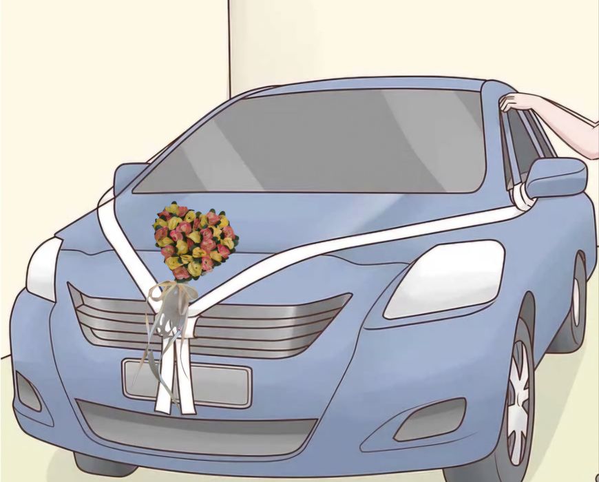 SERCE Ozdoba Samochodowa Na Ślub Wesele Kwiaty Dekoracyja Tiul