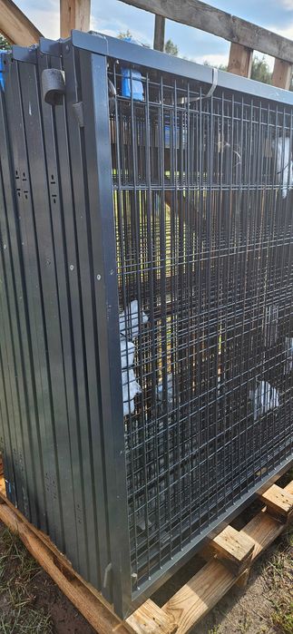 Brama PANELOWA 150x400 dwuskrzydlowa KOMPLET ANtracyt ral7016 SLUPKI