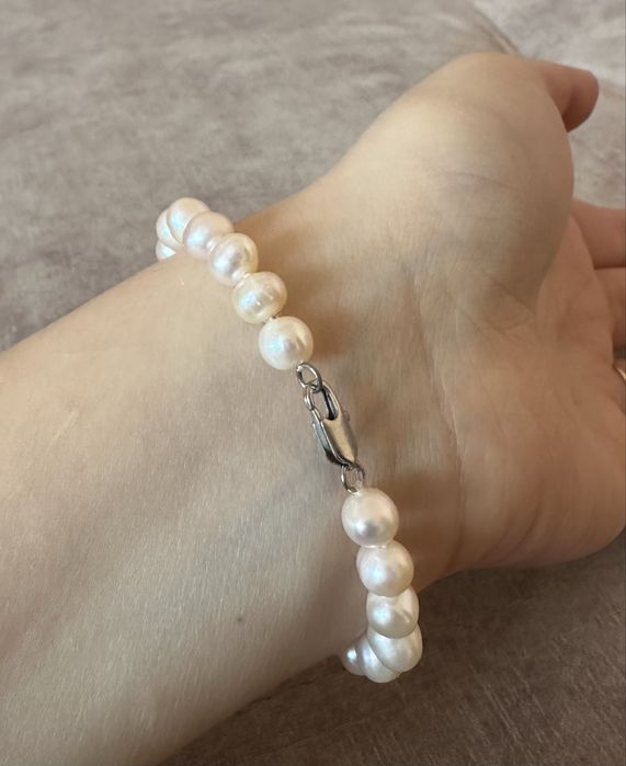 Браслет з натуральними перлами/19см