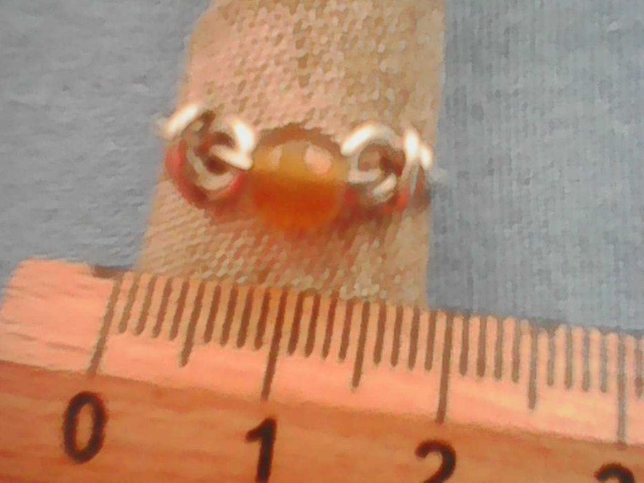 Pierścionek Mały Miedż Srebrzona+Kwarc Miodowy-na obwód palca 5,5-5,6cm